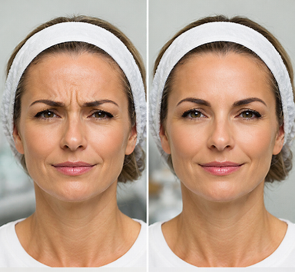 BOTOX® Cosmetic before and after results — frown lines and crow's feet visibly reduced at Serenite Health