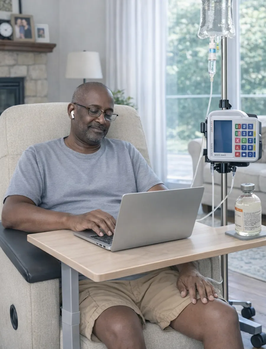 Home health care professional with patient