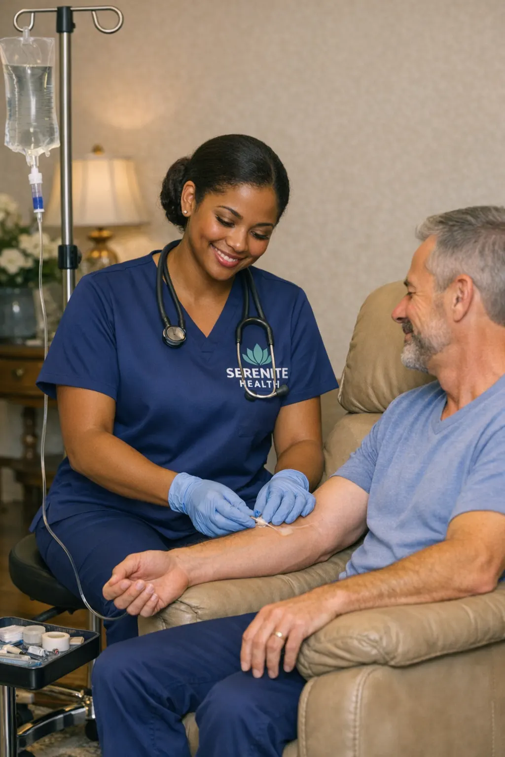 Serenite Health nursing professionals providing home infusion care
